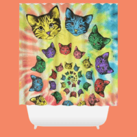The Grateful Store-Tie Dye CAT Spiral Shower Curtain (71 X 74)